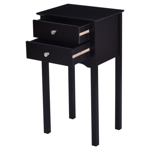 Gymax Side Table End Accent Table Night Stand W/ 2 Drawers Furniture Black