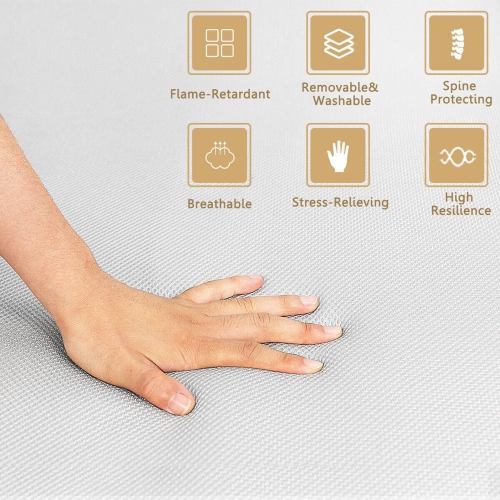 Gymax 4'' Queen Size Foam Folding Mattress Sofa Bed Guests Floor Mat Carrying Handles