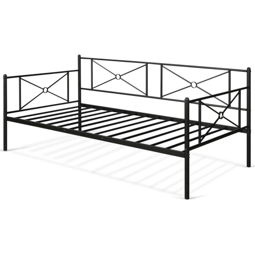 GYMAX  Twin Size Metal Daybed Frame Multifunctional Platform Bed Stable Steel Slats