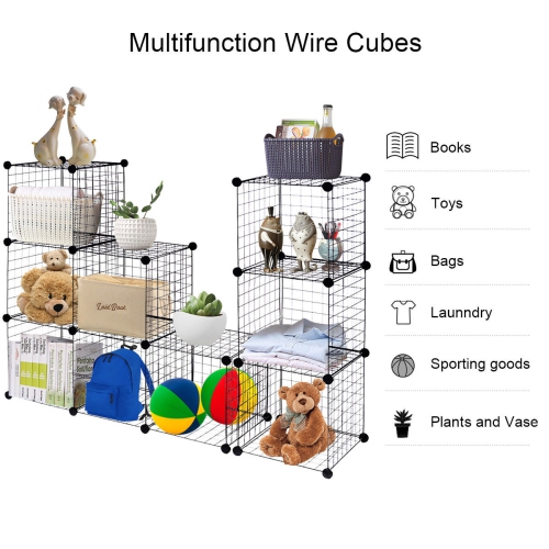 Gymax 12 Cube Grid Wire Organizer Wardrobe Shelves Bookcase DIY