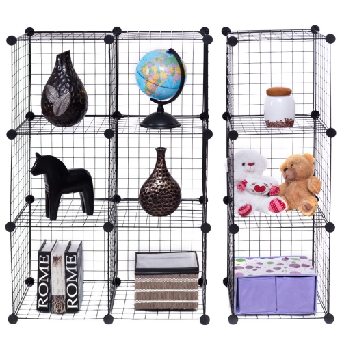 Gymax 12 Cube Grid Wire Organizer Wardrobe Shelves Bookcase DIY