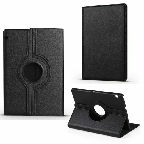 【CSmart】 360 Rotating PU Leather Stand Case Smart Cover for Huawei Mediapad T5 10 10.1", Black