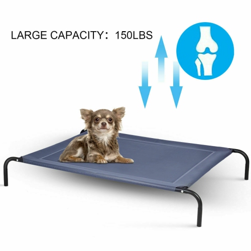 Gymax Large Dog Cat Bed Elevated Pet Cot Indoor Outdoor Camping Steel Frame Mat