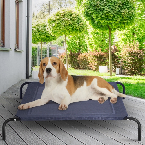 Gymax Large Dog Cat Bed Elevated Pet Cot Indoor Outdoor Camping Steel Frame Mat