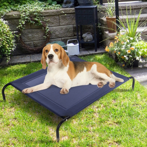 Gymax Large Dog Cat Bed Elevated Pet Cot Indoor Outdoor Camping Steel Frame Mat