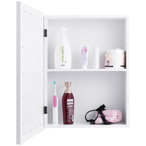Gymax Bathroom Mirror Cabinet Wall Mounted Kitchen Medicine Storage Adjustable Shelf