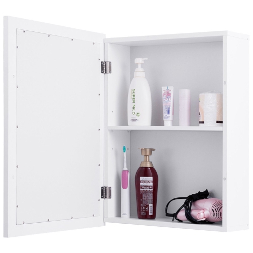 Gymax Bathroom Mirror Cabinet Wall Mounted Kitchen Medicine Storage Adjustable Shelf