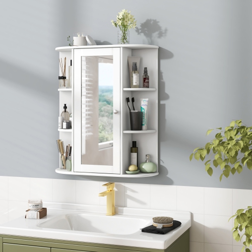 Gymax Bathroom Wall Medicine Cabinet Wall Mounted Storage Organizer w/ Mirror Door