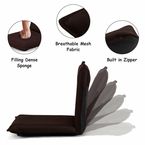 Gymax Adjustable 6-Position Floor Chair Folding Lazy Man Sofa Chair Multiangle Coffee