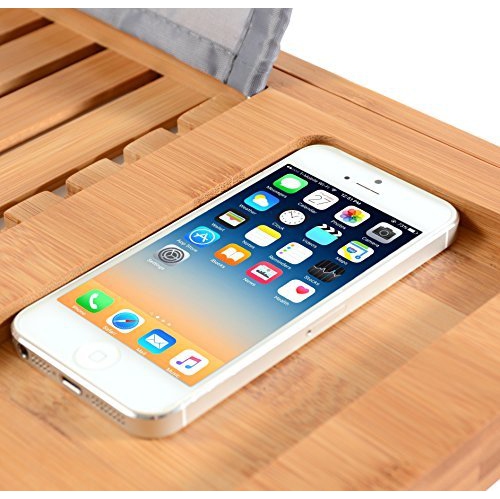 Bathtub Caddy Bamboo Bath Tub Rack Tray Bathroom Cloth Book/Pad/Tablet Holder