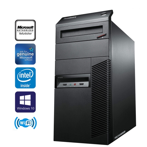 Lenovo ThinkCentre M91p Tower Desktop Computer Intel i5 2400 8GB RAM 128GB SSD Windows 10 Home HDMI Adapter WiFi+BT 4.0 by LENOVO - Refurbished condition - CA$189.99