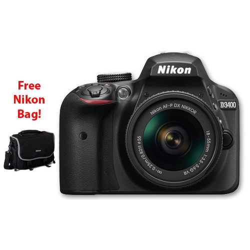 D3400 24.2 MP DSLR w/ AF-P DX 18-55 VR Lens BLK