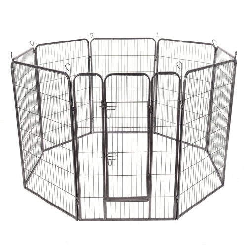 Gymax 48'' 8 Panel Pet Puppy Dog Playpen Door Exercise Kennel Fence Metal