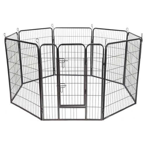 Gymax 48'' 8 Panel Pet Puppy Dog Playpen Door Exercise Kennel Fence Metal