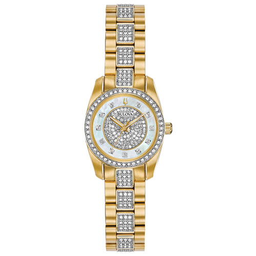 	Bulova 23.5mm Womens Dress Watch with Swarovski Crystals - Gold/Mother of Pearl : Womens Watches - Best Buy Canada Bulova 23.... 