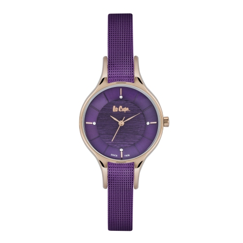 Lee Cooper Dames 32.00mm Rosé Boîtier and Violet Bracelet avec Cadran Violet