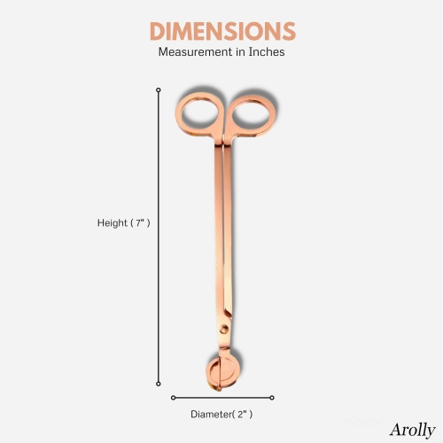 Polished Stainless Steel Candle Wick Trimmer in Rose Gold - Rust Proof Wick Clipper or Cutter Scissors | Candle Wick Accessory Elegant Gifts for