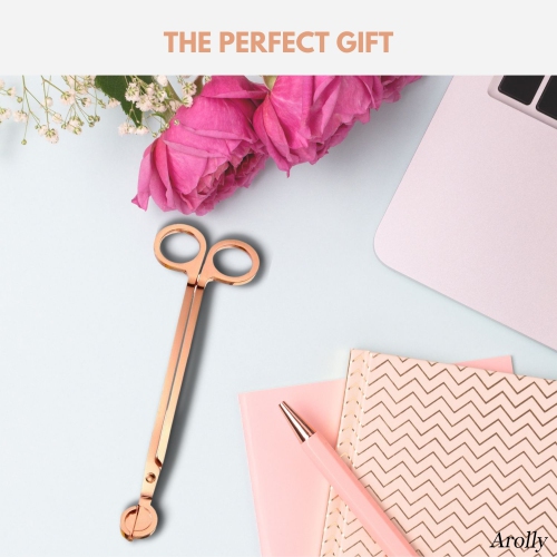 Polished Stainless Steel Candle Wick Trimmer in Rose Gold - Rust Proof Wick Clipper or Cutter Scissors | Candle Wick Accessory Elegant Gifts for