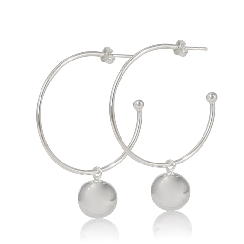 Sterling Silver 35mm Hoop With Ball