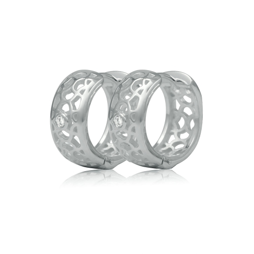 METALSMITHS STERLING  Sterling Cubic Cut Out Huggies In Silver