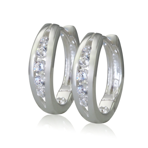 Sterling Silver Cubic Split Band Hoop
