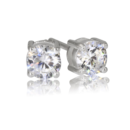 Sterling Silver 5mm Clear Cubic Prong Set Stud