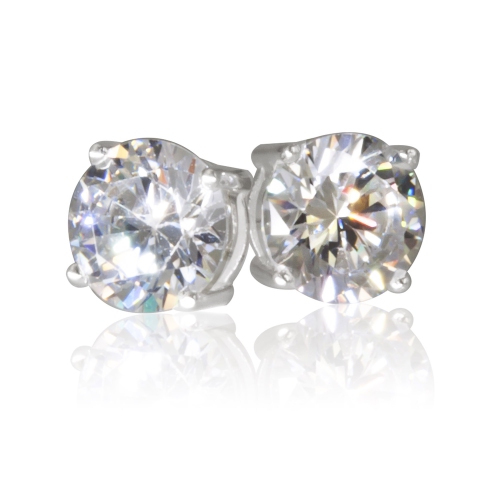 METALSMITHS STERLING  Sterling 8MM Clear Cubic Large Prong Set Studs In Silver