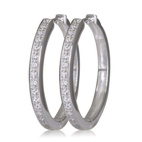 Sterling Silver Designer Hoop Earrings 32 Mm