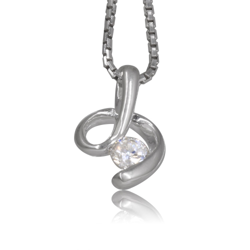 METALSMITHS STERLING  Sterling Designer Fashion Pave Set Swirl Cubic Pendant In Silver