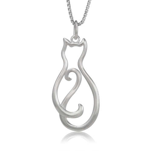 METALSMITHS STERLING  Sterling Modern Sitting Cat Pendant In Silver