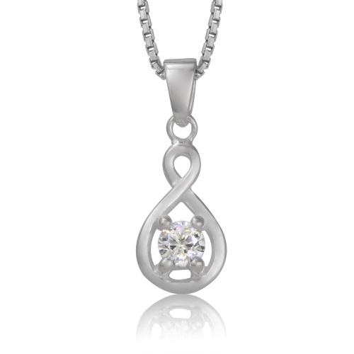 Sterling Silver Cross Over Loop Cubic Pendant