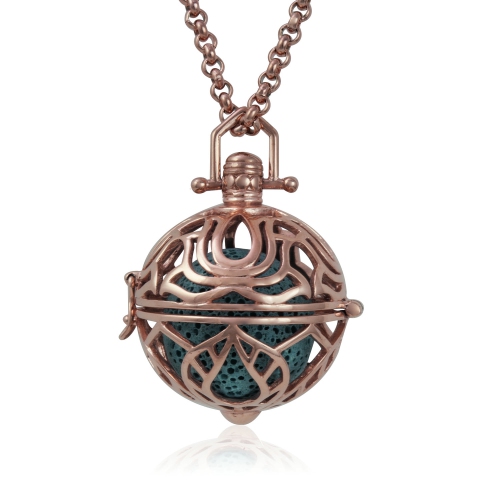 METALSMITHS STERLING  Stainless Steel Rose Plate Ventian Rose Aroma Therapy Diffuser Pendant In Gold