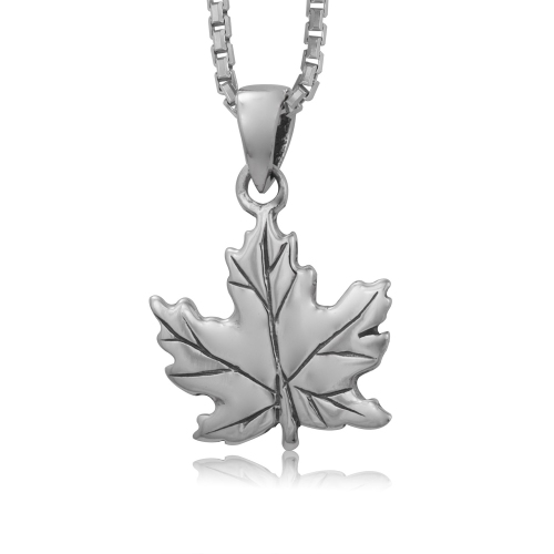 Sterling Silver Oxidized Maple Leaf Pendant