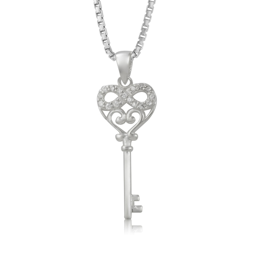 Sterling Silver Cubic Cubic Eternal Key Pendant