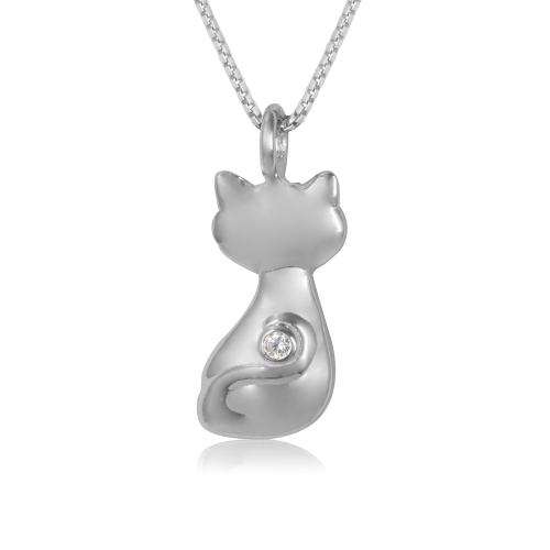 METALSMITHS STERLING  925 Sterling Cubic Sitting Cat Pendant In Silver