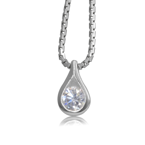 METALSMITHS STERLING  Sterling Cubic Pear Drop Pendant In Silver