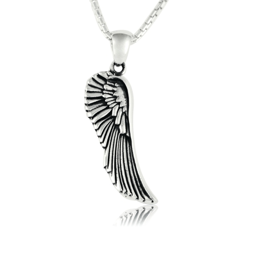 METALSMITHS STERLING  Sterling Antiqued Angel Wing Pendant In Silver