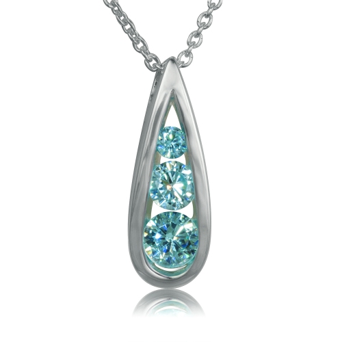 METALSMITHS STERLING  Sterling Cubic Bt 3 Stone Drop Pendant In Silver