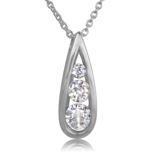 METALSMITHS STERLING  Sterling Cubic 3 Stone Drop Pendant In Silver