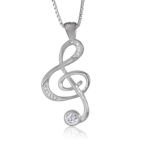 METALSMITHS STERLING  Sterling Pave Cubic Crossover Designer Trebel Cleff Pendant In Silver