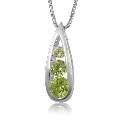 METALSMITHS STERLING  Sterling Siver Peridot Cubic Drop Pendant In Multicolor