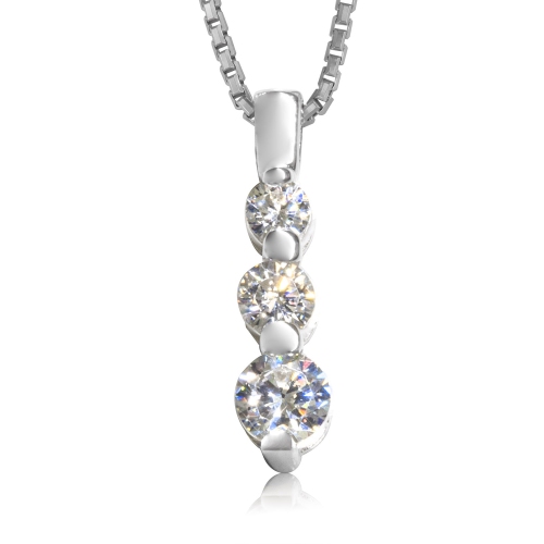 METALSMITHS STERLING  Sterling 3 Stone Cubic Cubic Drop Pendant In Silver