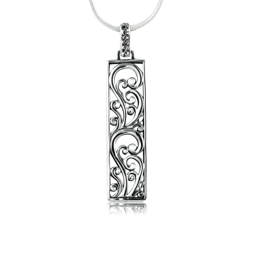 Sterling Silver Panos K Collection Rectangular Scroll Necklace