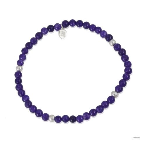 METALSMITHS STERLING  Sterling Amethyst Cubic Bead Bracelet In Silver