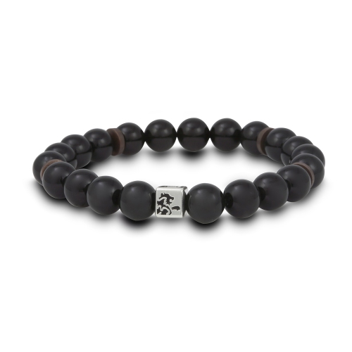 METALSMITHS STERLING  Sterling /copper Disk Onyx Unisex Bead Bracelet In Silver