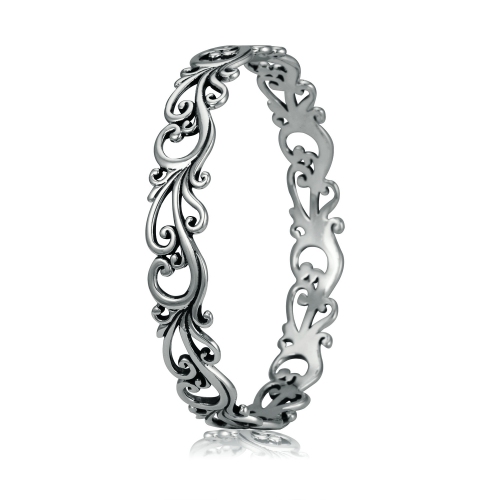 Sterling Silver Panos Scroll Bangle