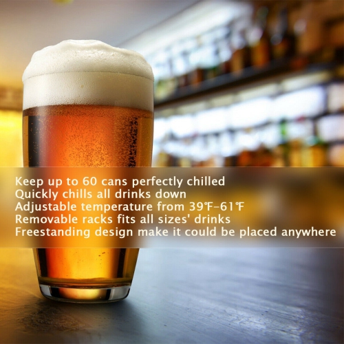 Gymax 60 Can Beverage Refrigerator Beer Wine Soda Drink Cooler Mini Fridge Glass Door