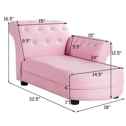 Gymax Kids Sofa Relax Couch Chaise Lounge Armrest Chair Bedroom Living Room Pink