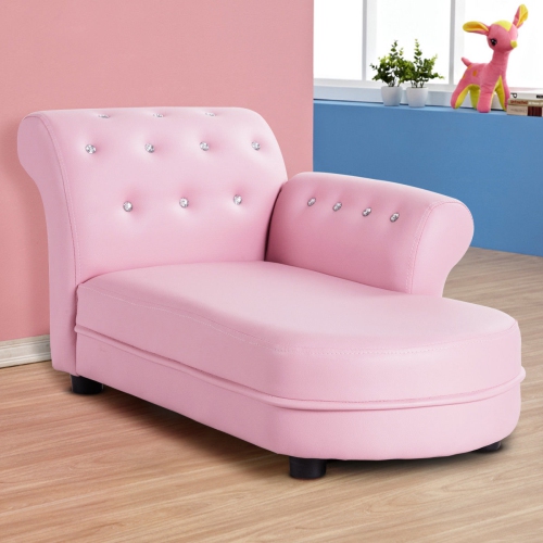 Gymax Kids Sofa Relax Couch Chaise Lounge Armrest Chair Bedroom Living Room Pink