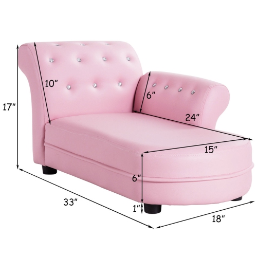 Gymax Kids Sofa Relax Couch Chaise Lounge Armrest Chair Bedroom Living Room Pink